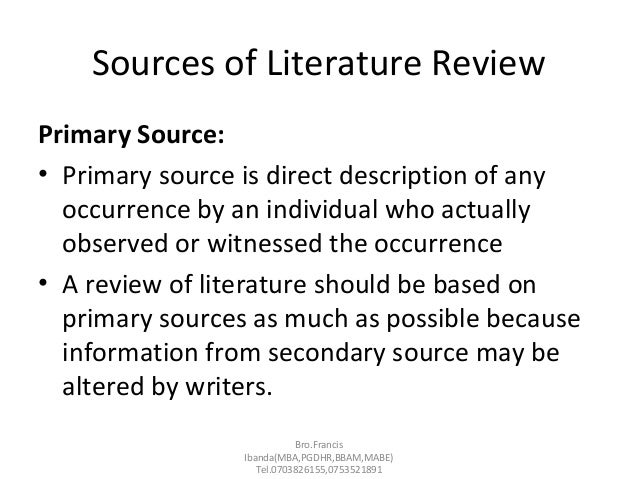 primary and secondary sources of literature review