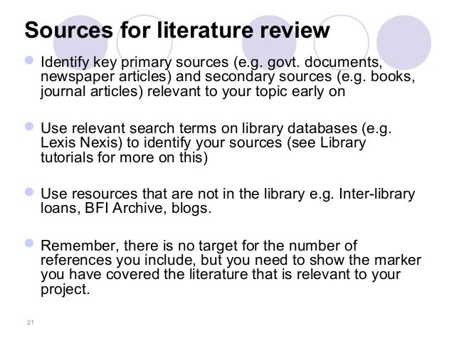 primary and secondary sources of literature review